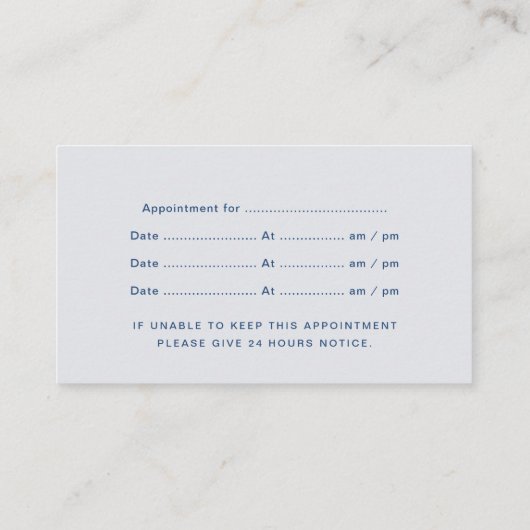 Minimale klasse blauwe tandarts afspraak visitekaartje (Achterkant)