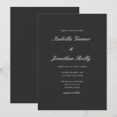 Minimale Klasse Elegante Witte Script Zwarte Trouw Kaart (Voorkant / Achterkant)