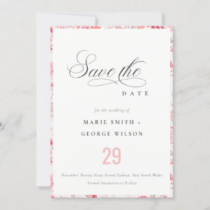 Minimale Klasse Moderne Blush Paisley Typografie Save The Date