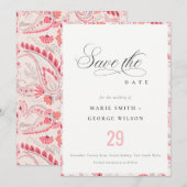 Minimale Klasse Moderne Roze Paisley Typografie Save The Date (Voorkant / Achterkant)