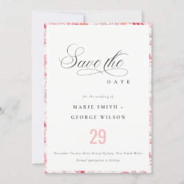 Minimale Klasse Moderne Roze Paisley Typografie Save The Date