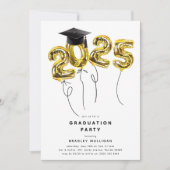 Minimale klasse van '2025' Gold Balloons Afstudere Kaart (Voorkant)