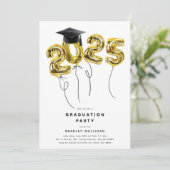 Minimale klasse van '2025' Gold Balloons Afstudere Kaart (Staand voorkant)