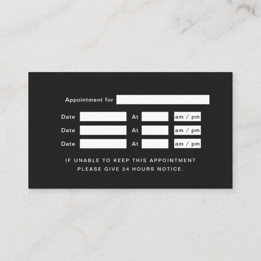 Minimale klasse zwart en goud tandarts afspraak visitekaartje (Achterkant)