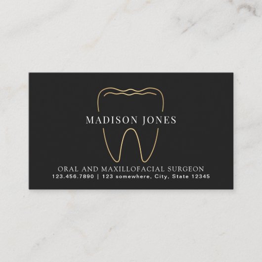 Minimale klasse zwart en goud tandarts afspraak visitekaartje (Voorkant)
