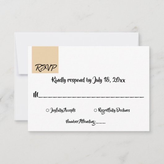 Minimale klassieke beige script moderne formele br RSVP kaartje (Voorkant)