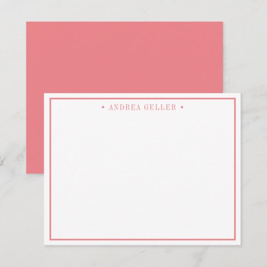 Minimale klassieke Blush Pink Border Notitiekaartje (Voorkant / Achterkant)