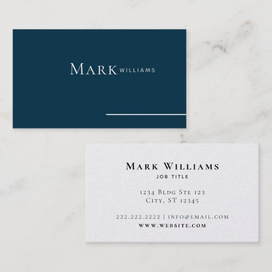 Minimale klassieke, donkere Blauwgroen blauw elega Visitekaartje (Voorkant / Achterkant)