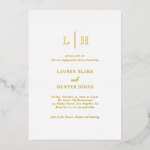 Minimale klassieke Elegant Gold Engagement Party Folie Uitnodiging