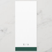 Minimale Klassieke Elegante Smaragdgroene Trouw Programmakaart (Achterkant)