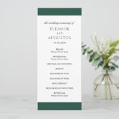Minimale Klassieke Elegante Smaragdgroene Trouw Programmakaart (Staand voorkant)