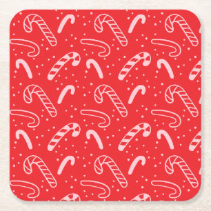 Minimale klassieke feestelijke vakantie rode snoep kartonnen onderzetters