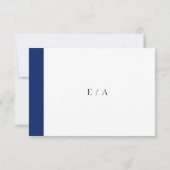 Minimale klassieke formele marine blauw elegante b RSVP kaartje (Achterkant)