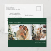 Minimale klassieke groene foto met collage Kerstmi Briefkaart (Voorkant / Achterkant)