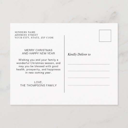 Minimale klassieke groene foto met collage Kerstmi Briefkaart (Achterkant)