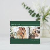 Minimale klassieke groene foto met collage Kerstmi Briefkaart (Staand voorkant)