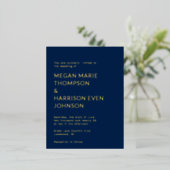 Minimale klassieke huwelijksuitnodiging folie uitnodiging briefkaart (Staand Voorkant)