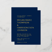 Minimale klassieke huwelijksuitnodiging folie uitnodiging briefkaart (Voorkant / Achterkant)