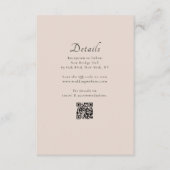 Minimale klassieke moderne QR-code bruiloft detail Informatiekaartje (Voorkant)