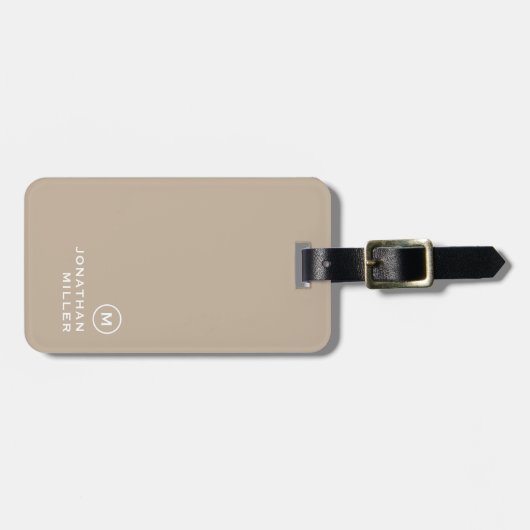Minimale klassieke monogram beige bagagelabel (Voorkant horizontaal)