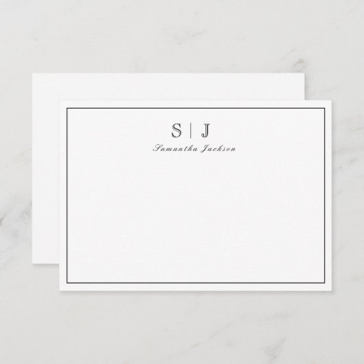 Minimale klassieke monogram-briefkaart bedankkaart (Voorkant / Achterkant)