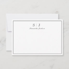Minimale klassieke monogram-briefkaart bedankkaart