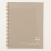 Minimale klassieke monogram Naam Beige Planner (Voorkant)
