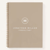 Minimale klassieke monogram naam Professional Beig Notitieboek (Voorkant)