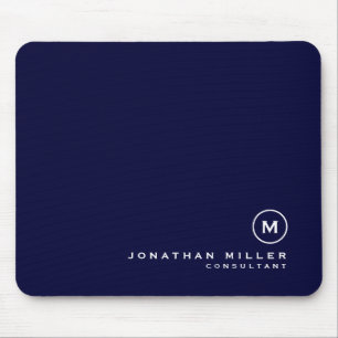Minimale Klassieke monogram Navy Blue Muismat