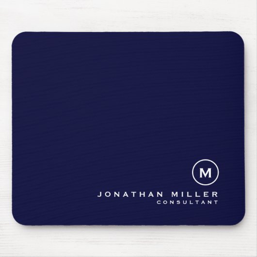 Minimale Klassieke monogram Navy Blue Muismat (Voorkant)