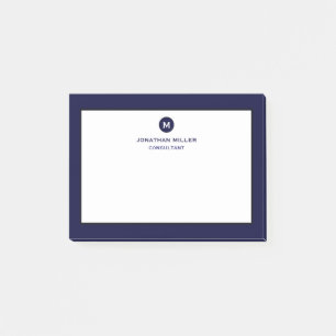 Minimale Klassieke monogram Navy Blue Post-it® Notes