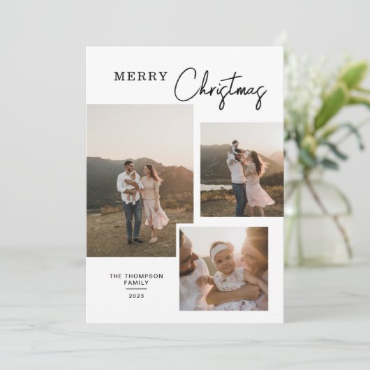 Minimale klassieke multiculturele kerstmis feestdagenkaart (Staand voorkant)