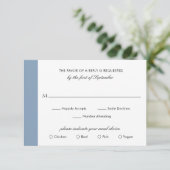 Minimale klassieke officiële smaakblauwe bruiloft RSVP kaartje (Staand voorkant)