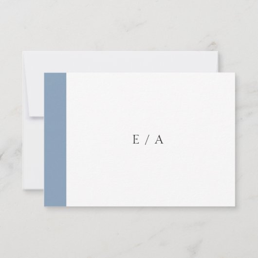 Minimale klassieke officiële smaakblauwe bruiloft RSVP kaartje (Achterkant)