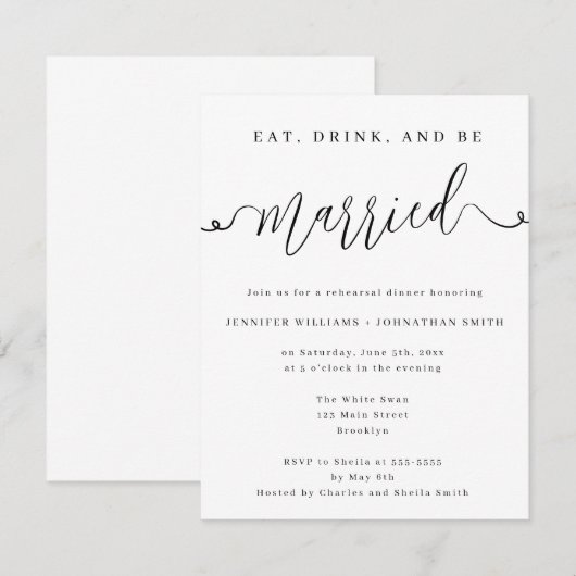 Minimale klassieke repetitie: binnenste uitnodigin kaart (Voorkant / Achterkant)