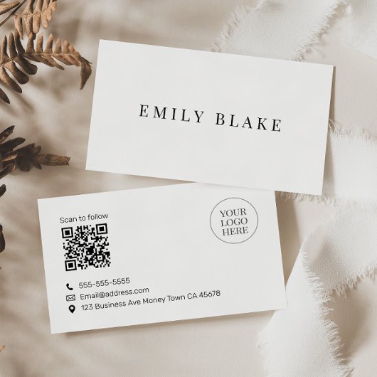 Minimale Klassieke Scannable QR-code Zakelijk Visitekaartje
