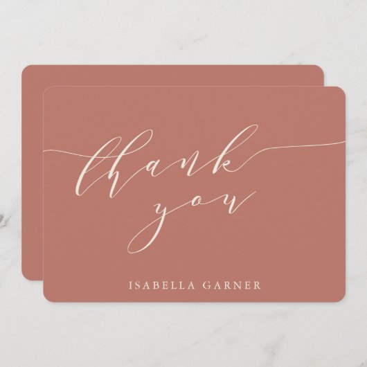 Minimale klassieke Terracotta Roos Shower - aangep Bedankkaart (Voorkant / Achterkant)