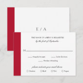 Minimale klassieke vorm van elegante zwarte rode b RSVP kaartje (Voorkant / Achterkant)