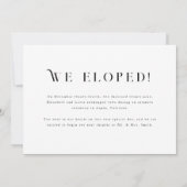 Minimale Klassieke Zwart-Wit Bruiloft Elopement Aankondiging (Achterkant)
