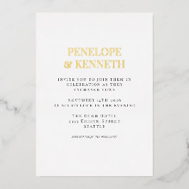 Minimale klassieke zwarte bruidbruidbruidbruistoch folie uitnodiging