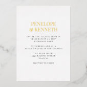 Minimale klassieke zwarte bruidbruidbruidbruistoch folie uitnodiging (Voorkant)