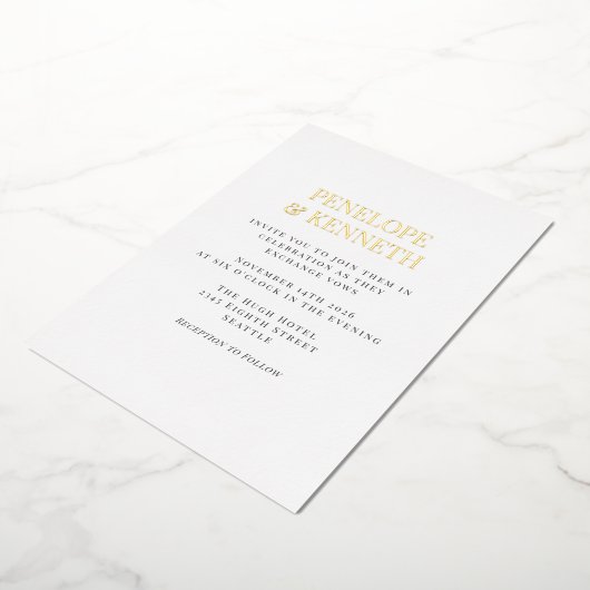 Minimale klassieke zwarte bruidbruidbruidbruistoch folie uitnodiging (Gedraaid)