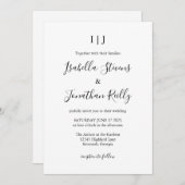 Minimale klassieke zwarte en witte bruiloft kaart (Voorkant / Achterkant)