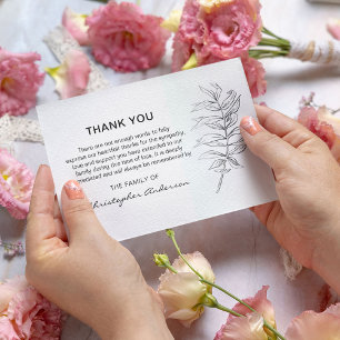 Minimale Klassieke Zwarte & Witte Begrafenis Bedankkaart