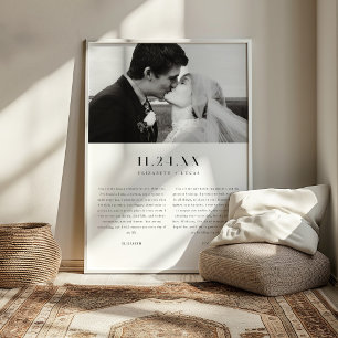 Minimale Klassieke Zwarte & Witte Huwelijksgelofte Poster