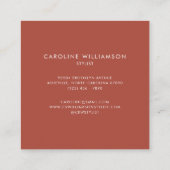 Minimale kleefband Typografie Terracotta Vierkante Visitekaartje (Achterkant)