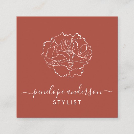 Minimale kleefband Typografie Terracotta Vierkante Visitekaartje (Voorkant)