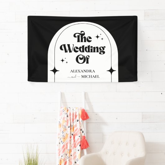 Minimale kleefband voor Retro Arch Black en White  Spandoek (Insitu)