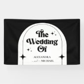 Minimale kleefband voor Retro Arch Black en White  Spandoek (Horizontaal)