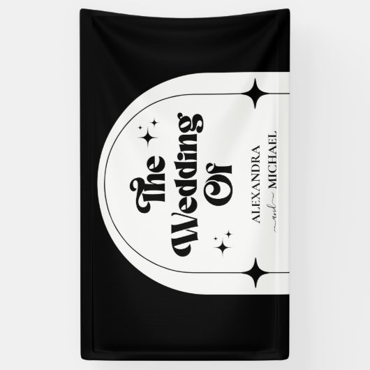 Minimale kleefband voor Retro Arch Black en White  Spandoek (Verticaal)